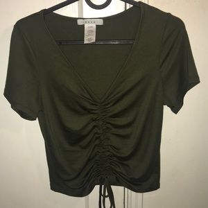 Green semi crop top